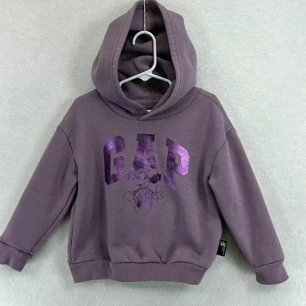 GAP x Disney Girls Hoodie Sweatshirt Size 4 Lavender Graphic Cotton/Polyester